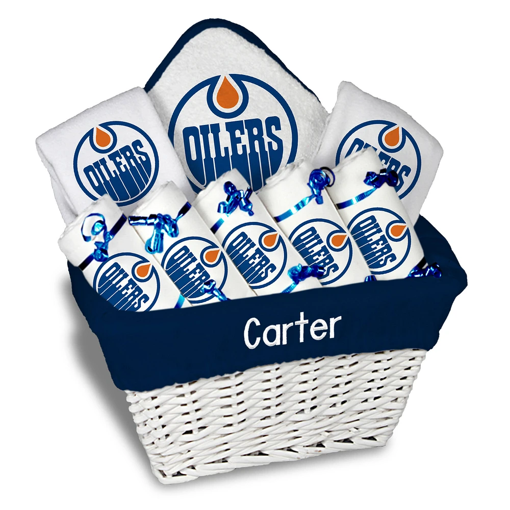 Newborn & Infant White Edmonton Oilers Personalized Large Gift Basket