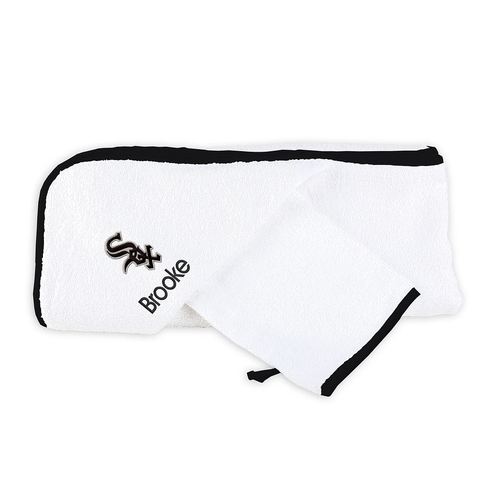 Infant White Chicago White Sox Personalized Hooded Towel & Mitt Set