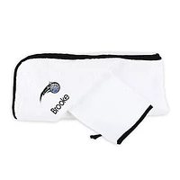 Infant White Orlando Magic Personalized Hooded Towel & Mitt Set