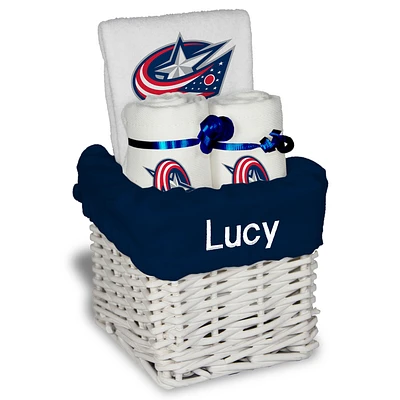 White Columbus Blue Jackets Personalized Small Gift Basket