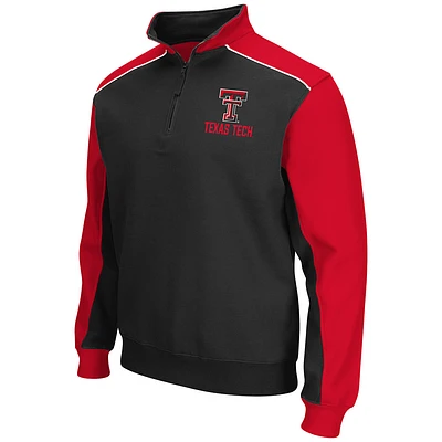 Men's Colosseum Black/Red Texas Tech Red Raiders Thriller II Quarter-Zip Pullover Jacket