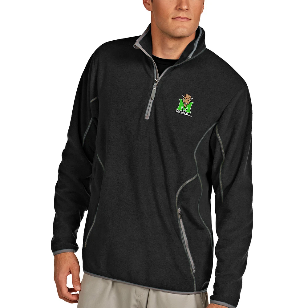 Men's Antigua Black Marshall Thundering Herd Ice Quarter-Zip Jacket