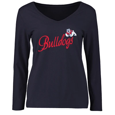 Women's Navy Fresno State Bulldogs Dora Long Sleeve T-Shirt