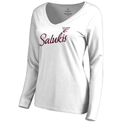 Women's White Southern Illinois Salukis Dora Long Sleeve T-Shirt