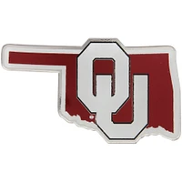 Oklahoma Sooners State Shape Acrylic Metallic Auto Emblem