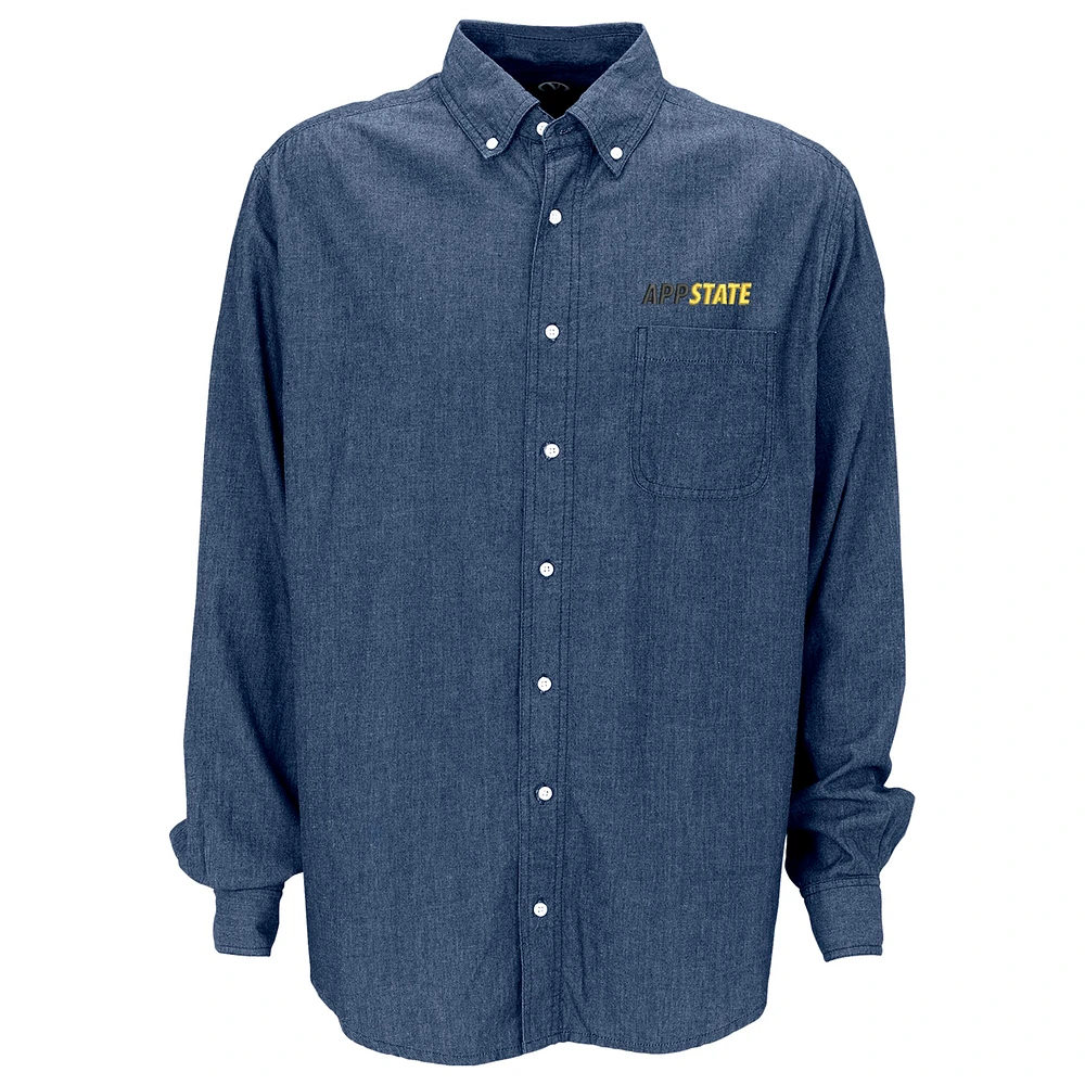 Men's Blue Appalachian State Mountaineers Hudson Denim Long Sleeve Button-Down Shirt