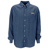 Men's Blue Appalachian State Mountaineers Hudson Denim Long Sleeve Button-Down Shirt