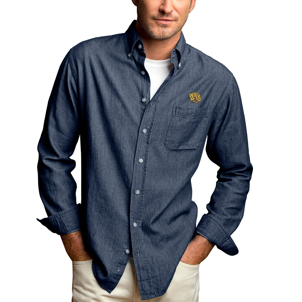 Men's Blue Arkansas Pine Bluff Golden Lions Hudson Denim Long Sleeve Button-Down Shirt