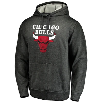 Men's Heathered Gray Chicago Bulls Performance Pullover Hoodie