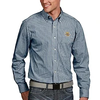 Men's Antigua Navy Marquette Golden Eagles Associate Woven Long Sleeve Button-Down Shirt