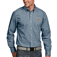 Men's Antigua Navy Marquette Golden Eagles Associate Woven Long Sleeve Button-Down Shirt