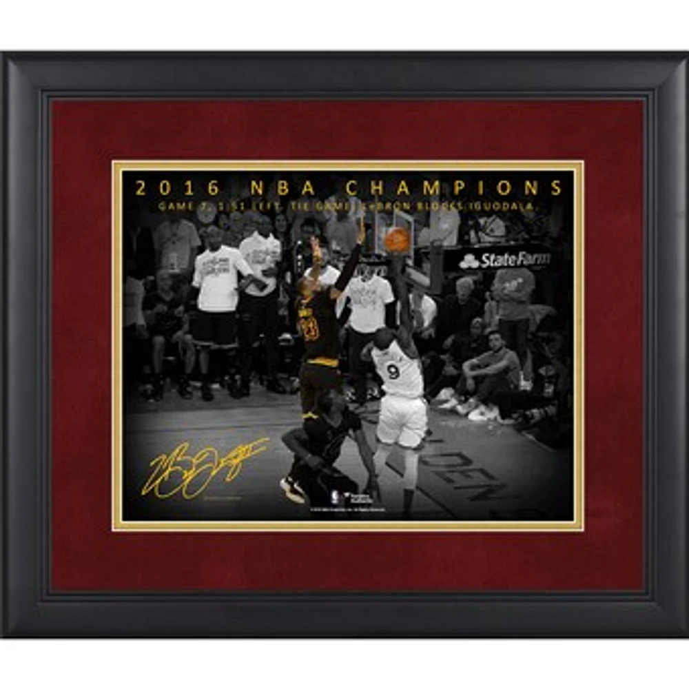 LeBron James Cleveland Cavaliers Framed 11" x 14" NBA Finals Game 7 Chasedown Block Moments Spotlight - Facsimile Signature