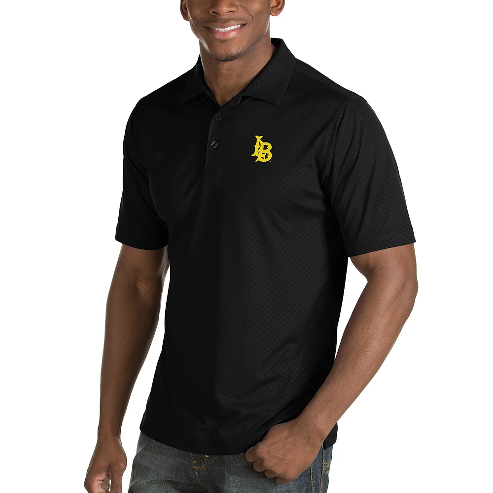 Men's Antigua Black Cal State Long Beach The Beach Inspire Diamond Pattern Desert Dry Polo