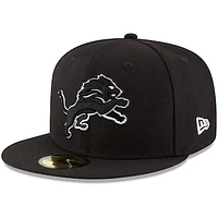 Men's New Era Black Detroit Lions B-Dub 59FIFTY Fitted Hat