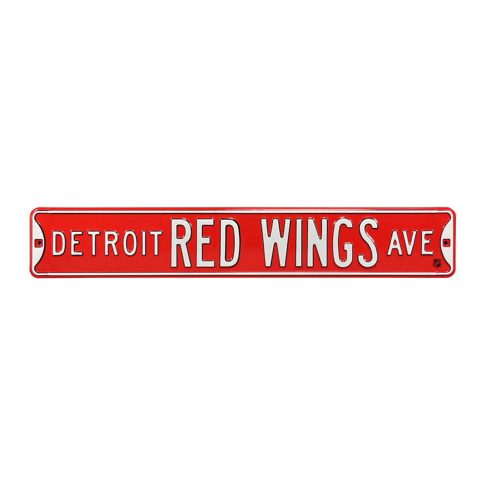 Red Detroit Red Wings 6" x 36" Steel Street Sign