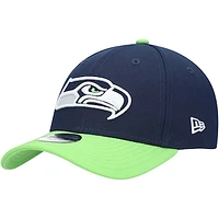 Youth New Era College Navy/Neon Green Seattle Seahawks League 9FORTY Adjustable Hat