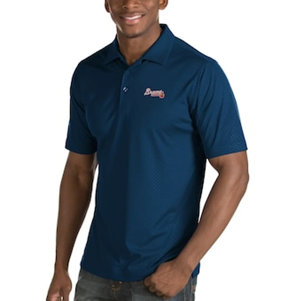 Men's Antigua Navy Atlanta Braves Inspire Desert Dry Polo