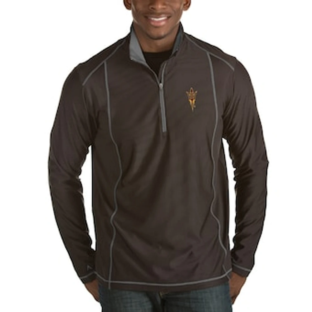 Men's Antigua Black Arizona State Sun Devils Tempo 1/2-Zip Desert Dry Pullover Jacket