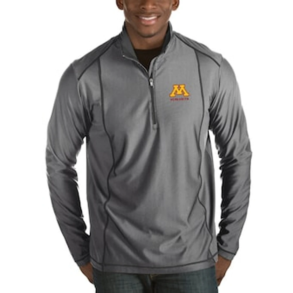 Men's Antigua Charcoal Minnesota Golden Gophers Tempo 1/2-Zip Desert Dry Pullover Jacket