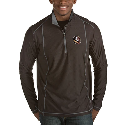 Men's Antigua Black Florida State Seminoles Tempo 1/2-Zip Desert Dry Pullover Jacket