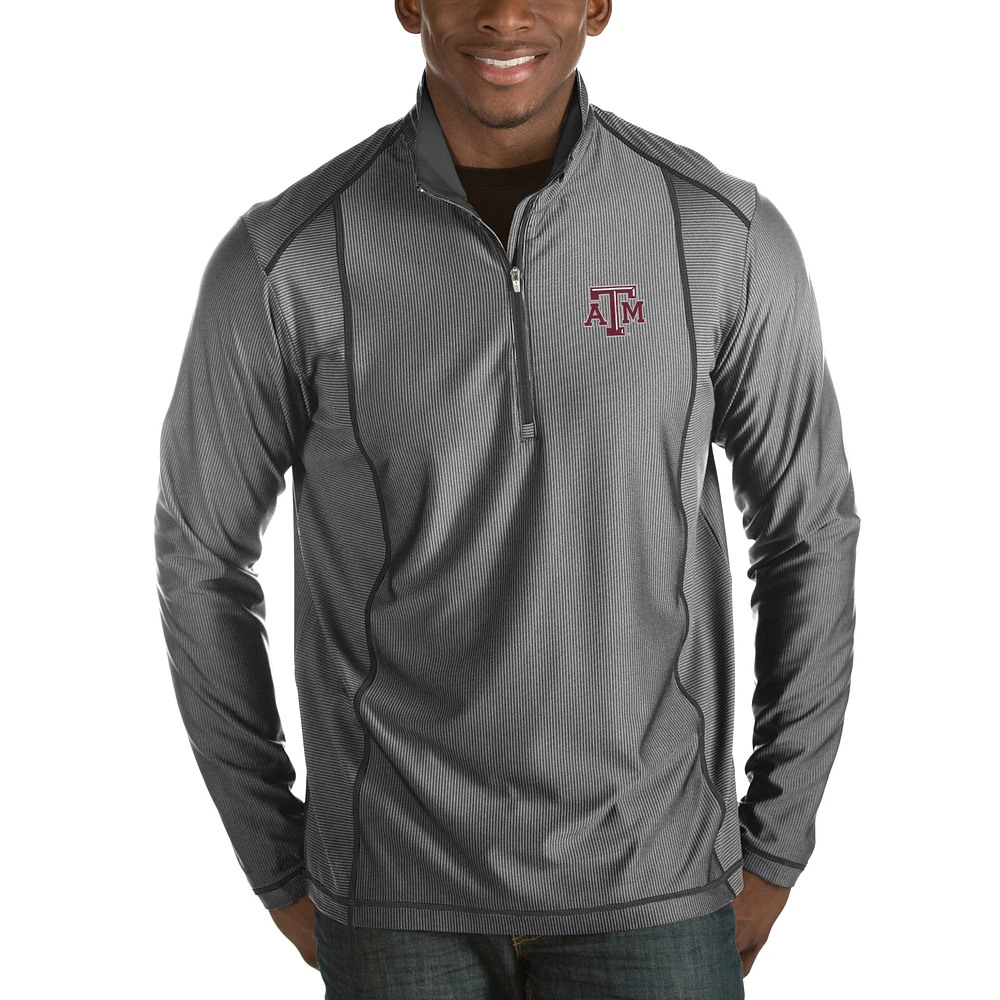 Men's Antigua Charcoal Texas A&M Aggies Tempo 1/2-Zip Desert Dry Pullover Jacket