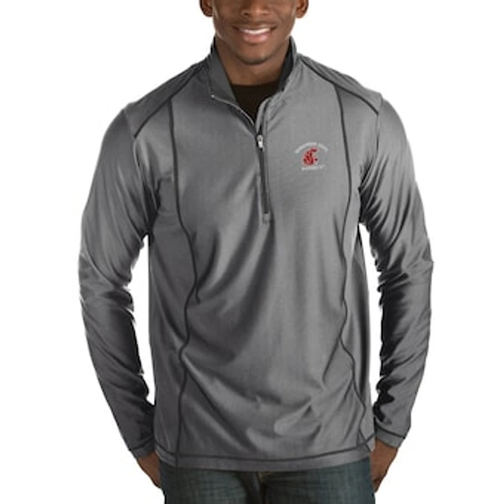 Men's Antigua Charcoal Washington State Cougars Tempo 1/2-Zip Desert Dry Pullover Jacket