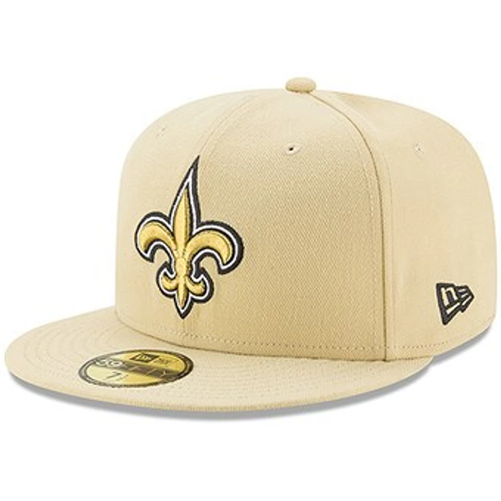 Men's New Era Vegas Gold Orleans Saints Omaha 59FIFTY Fitted Hat