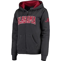 Women's Stadium Athletic Charcoal Alabama Crimson Tide Arched Name Full-Zip Hoodie