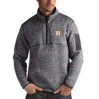 Men's Antigua Heathered Charcoal Houston Astros Fortune Half-Zip Sweater