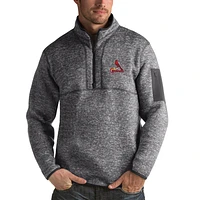 Men's Antigua Heathered Charcoal St. Louis Cardinals Fortune Half-Zip Sweater