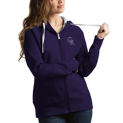 Women's Antigua Colorado Rockies Victory Full-Zip Hoodie