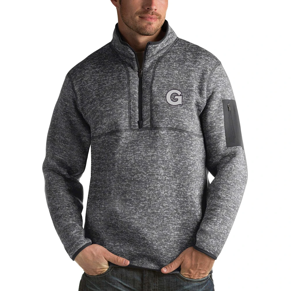 Men's Antigua Charcoal Georgetown Hoyas Fortune Half-Zip Sweatshirt