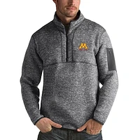 Men's Antigua Charcoal Minnesota Golden Gophers Fortune Half-Zip Sweatshirt