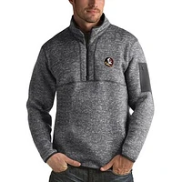 Men's Antigua Charcoal Florida State Seminoles Fortune Half-Zip Sweatshirt