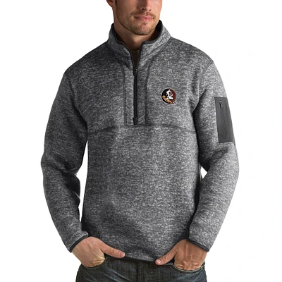 Men's Antigua Charcoal Florida State Seminoles Fortune Half-Zip Sweatshirt