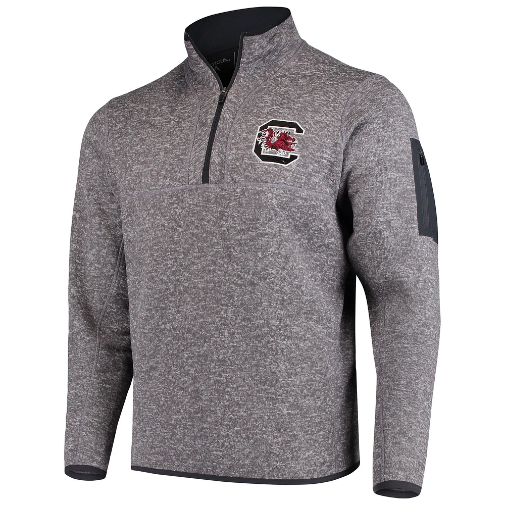 Men's Antigua Charcoal South Carolina Gamecocks Fortune Half-Zip Sweatshirt