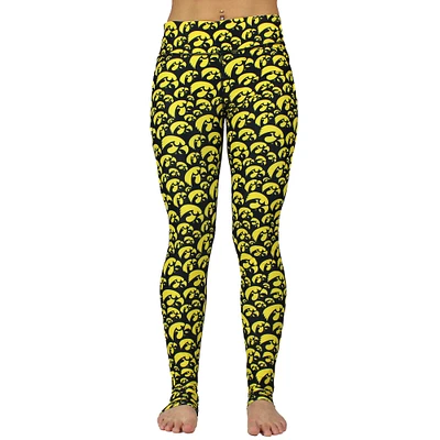 Women's ZooZatz Black Iowa Hawkeyes Stacked Mascot Leggings