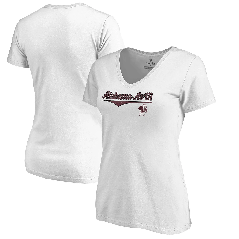 Women's White Alabama A&M Bulldogs American Classic V-Neck T-Shirt