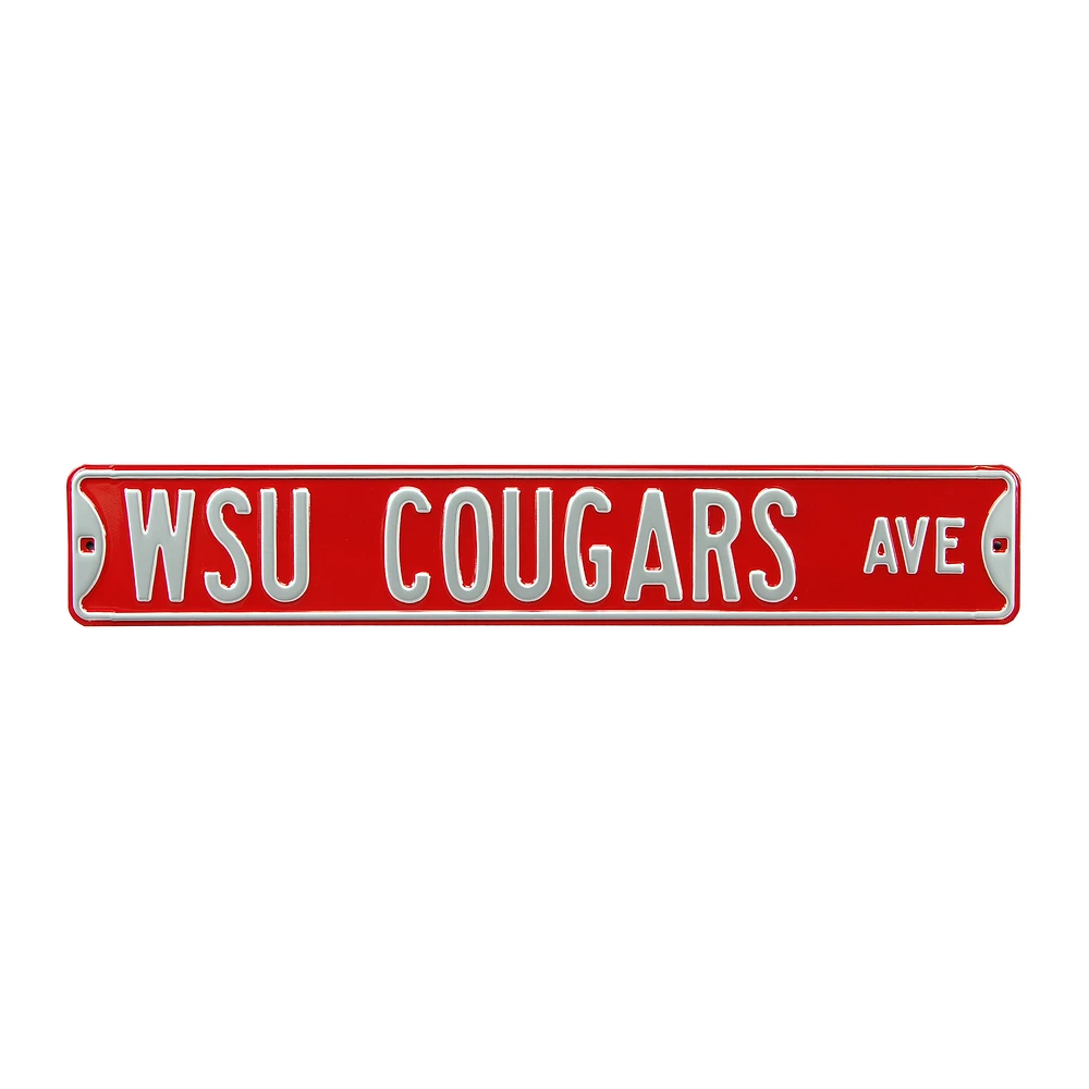 Red Washington State Cougars 6" x 36" College Ave Street Sign