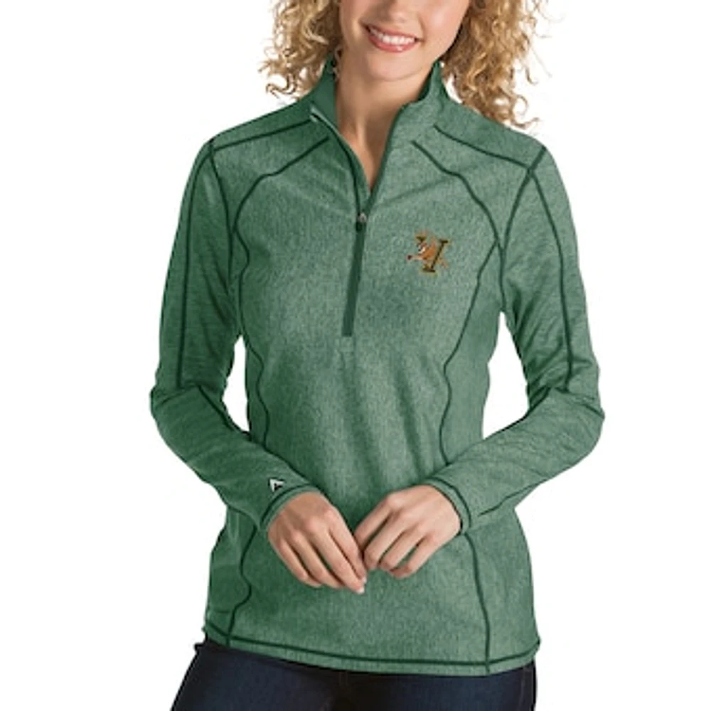 Women's Antigua Green Vermont Catamounts Tempo 1/4-Zip Desert Dry Pullover Jacket