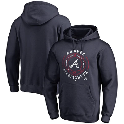 Men's Navy Atlanta Braves Firefighter Pullover Hoodie