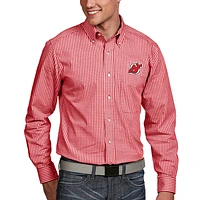 Men's Antigua Red New Jersey Devils Associate Woven Button-Down Long Sleeve Shirt