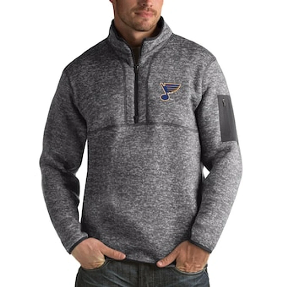 Men's Antigua Charcoal St. Louis Blues Fortune 1/2-Zip Pullover Jacket