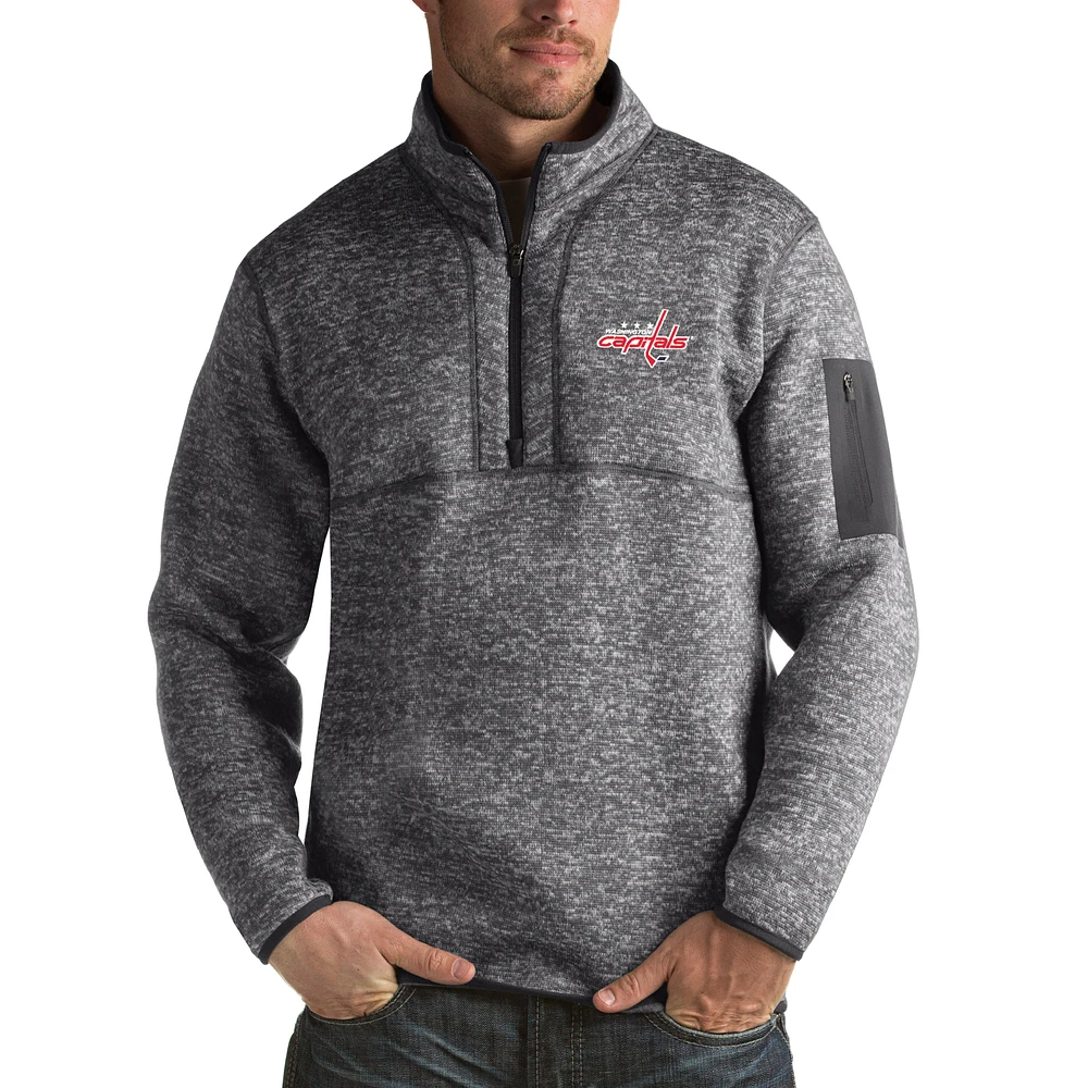 Men's Antigua Charcoal Washington Capitals Fortune 1/2-Zip Pullover Jacket