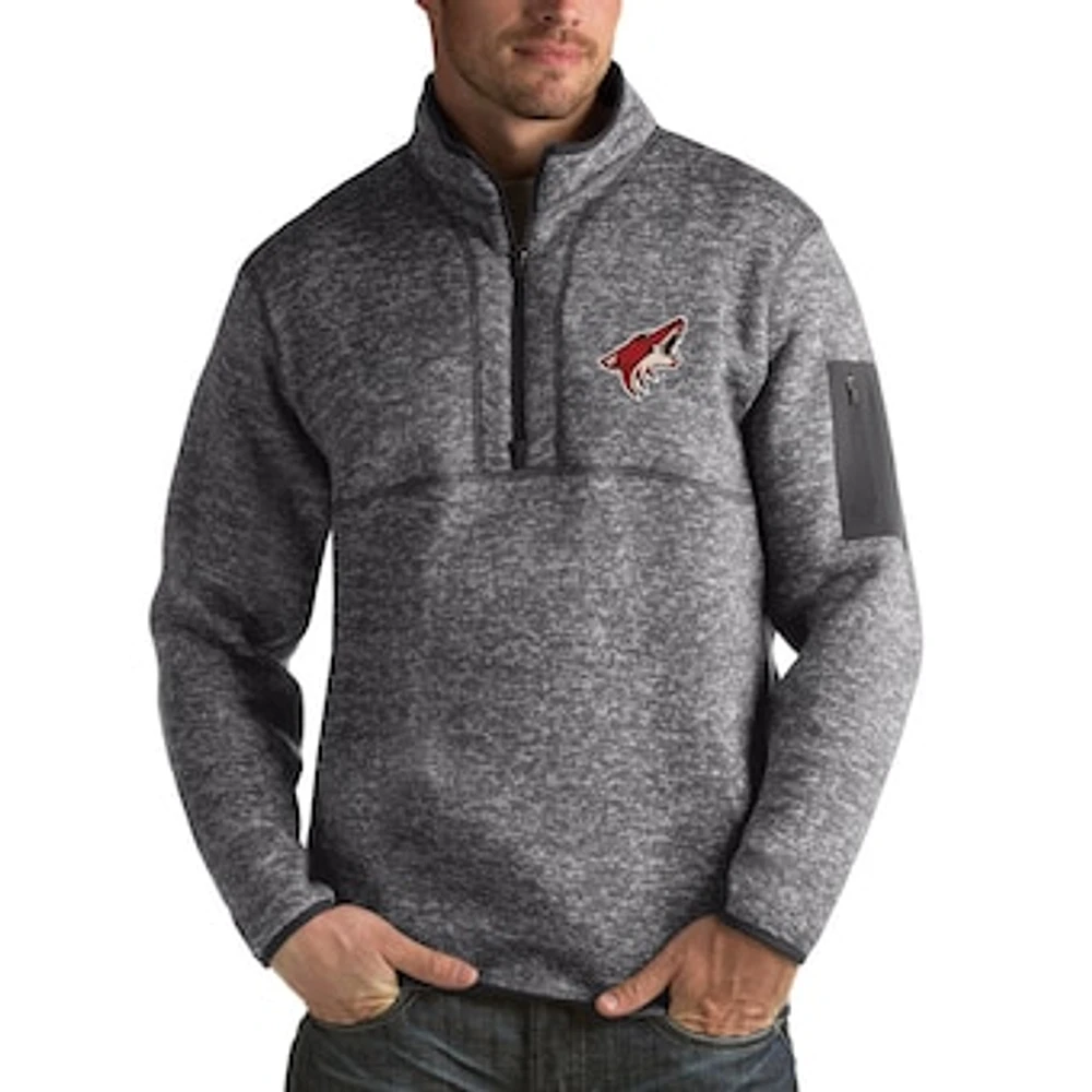 Men's Antigua Charcoal Arizona Coyotes Fortune 1/2-Zip Pullover Jacket