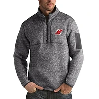 Men's Antigua Charcoal New Jersey Devils Fortune 1/2-Zip Pullover Jacket