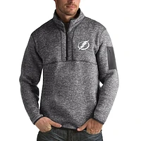 Men's Antigua Charcoal Tampa Bay Lightning Fortune 1/2-Zip Pullover Jacket