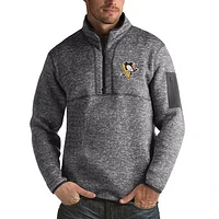 Men's Antigua Charcoal Pittsburgh Penguins Fortune 1/2-Zip Pullover Jacket