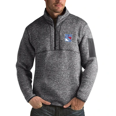 Men's Antigua Charcoal New York Rangers Fortune 1/2-Zip Pullover Jacket