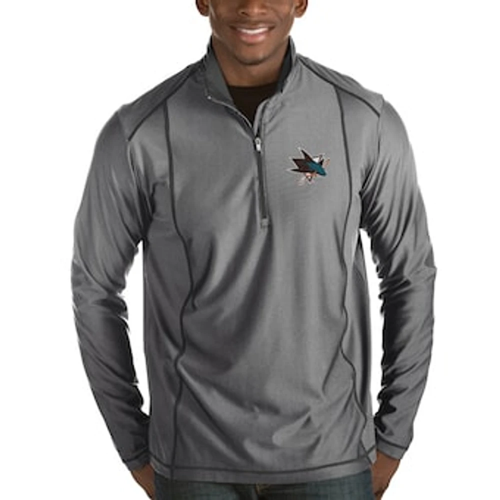 Men's Antigua Charcoal San Jose Sharks Tempo Desert Dry 1/2-Zip Pullover Jacket